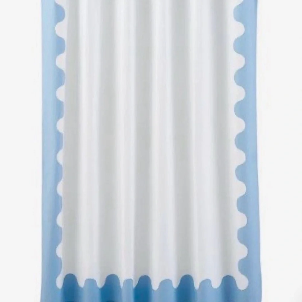 Jonathan Adler Ripple Shower Curtain in Blue and White